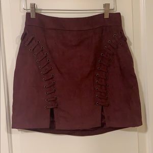 Forever 21 Suede Burgundy Skirt - Size Small